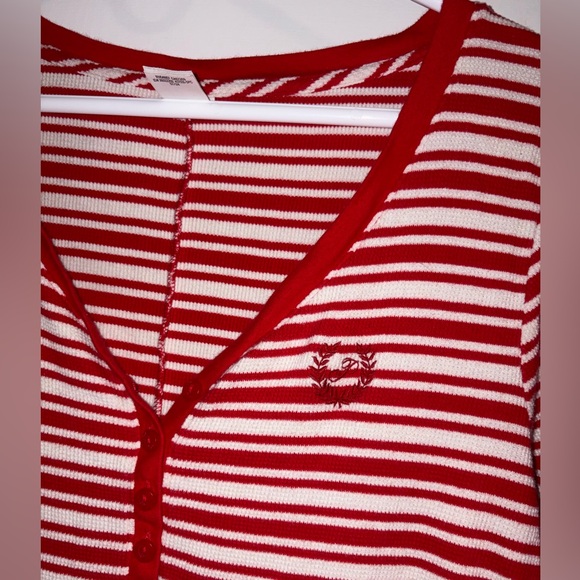 PINK Victoria's Secret Red and White Striped Footie - Picture 3 of 5